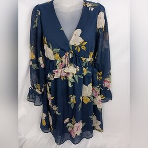 2/30$ Y2K Boho Butterly Floral Navy Blue Summer Dress-(#16)